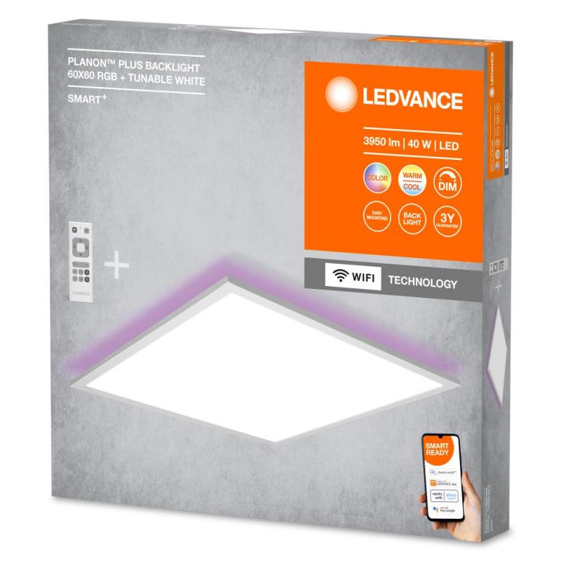 LEDVANCE SMART+ WIFI Planon Plus Panel Backlite 60x60 RGB Fernbedienung weiß